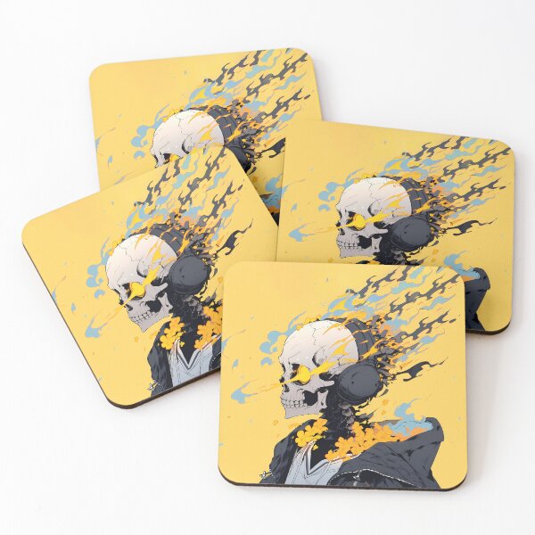 Item preview, Skeleton with headphones and flames designed and sold by Hirako Nakatsu.