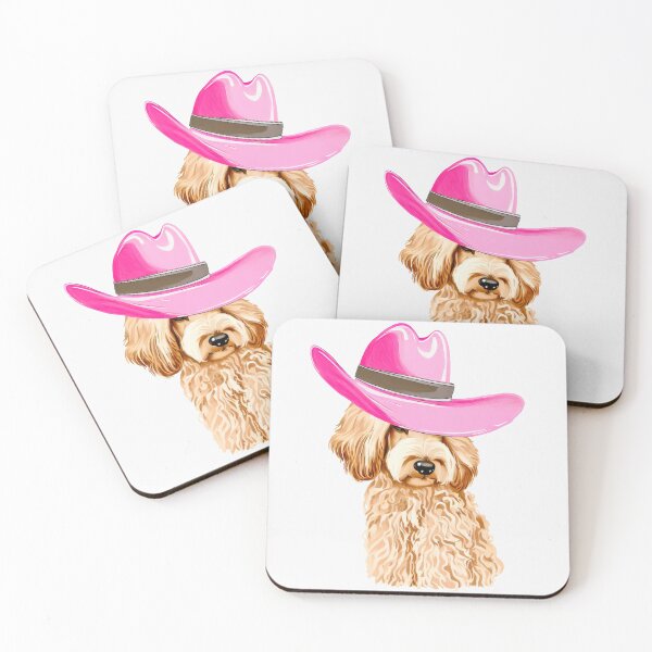 Item preview, Goldendoodle in Hot Pink Cowgirl Hat designed and sold by pocketart2023.