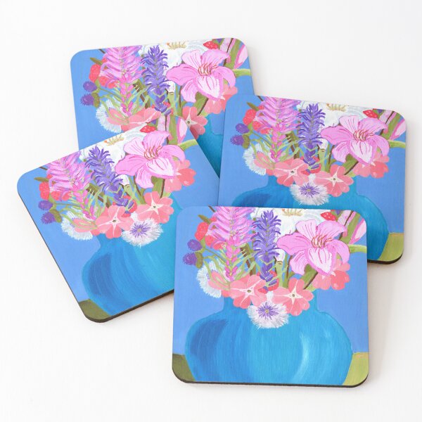 Item preview, flowers, lavender flowers, blue vase designed and sold by 210Lincoln.