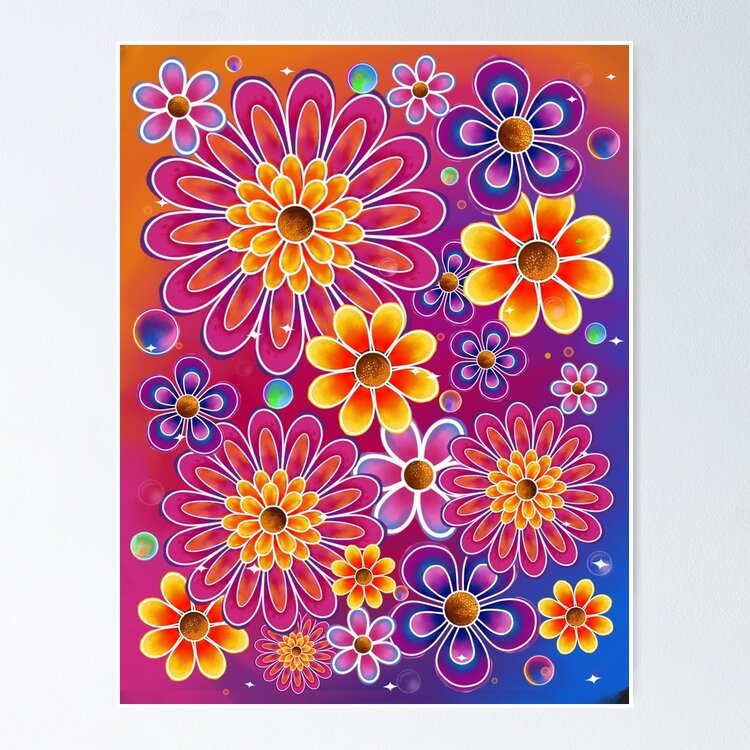 アート・デザイン・音楽 FLOWERS Artworks Couleur Colorful Psychedelic Flower Art