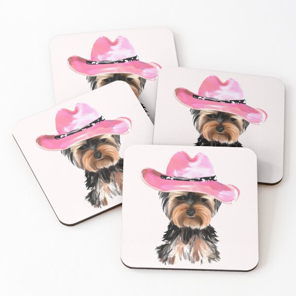 Item preview, Hot Pink Cowgirl Yorkshire Terrier designed and sold by pocketart2023.