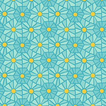 Artwork thumbnail, Tessellated Flowers Pattern - Teal Tiles (micro) by anisgott