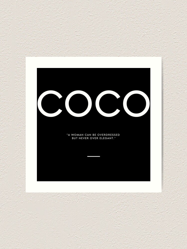 coco chanel elegant quote blk | Art Print