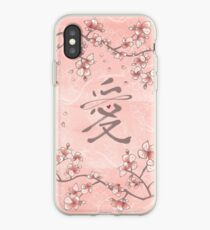 Pink Peach Blossoms and Eternal Love Calligraphy Symbol iPhone Case