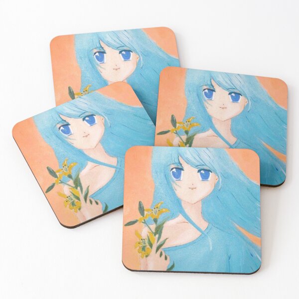 Item preview, Girl with Blue hair cartoon art designed and sold by Caribelle.
