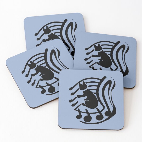 Item preview, Symphonic Whiskers: Cat on the Harp - light blue designed and sold by Vik-Ink.