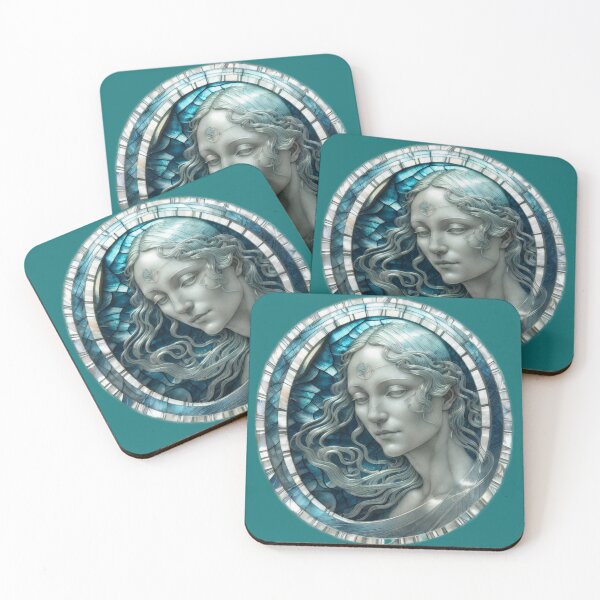 Item preview, Beautiful Botticelli Goddess Labradorite Gemstone Mosaic Fine Gallery Art  designed and sold by BadassBazaar.