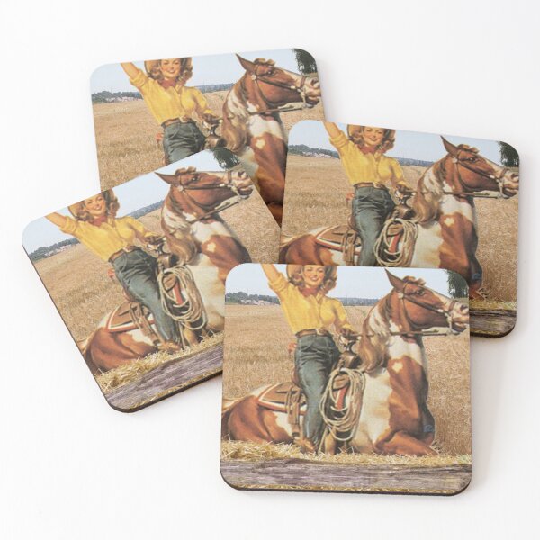 Item preview, Vintage Western Cowgirl On Horse In Hay Field designed and sold by samamullins.