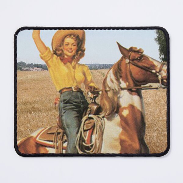 Item preview, Vintage Western Cowgirl On Horse In Hay Field designed and sold by samamullins.