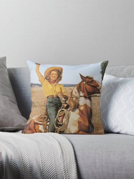 Item preview, Vintage Western Cowgirl On Horse In Hay Field designed and sold by samamullins.