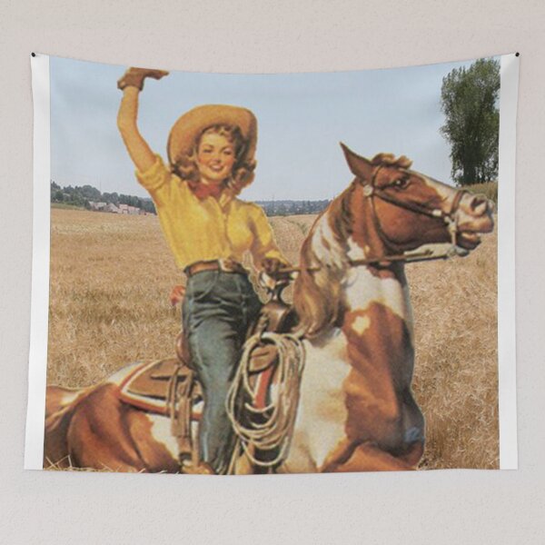 Item preview, Vintage Western Cowgirl On Horse In Hay Field designed and sold by samamullins.