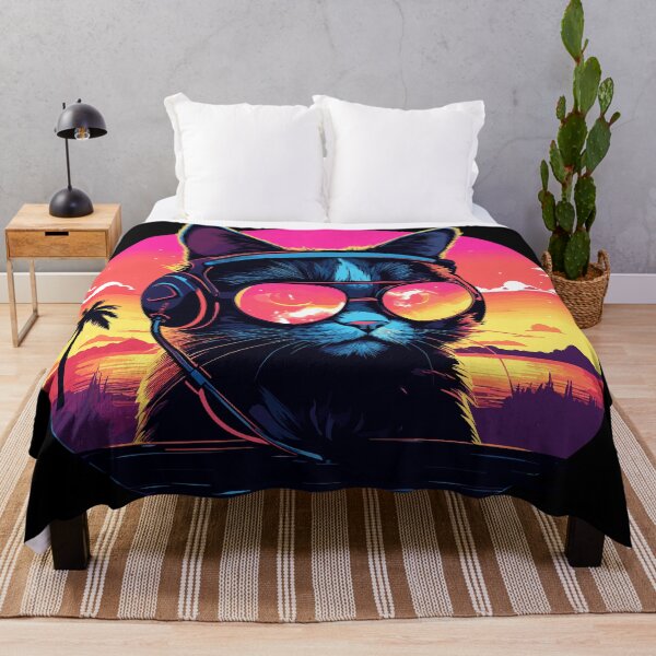 Item preview, Cool Synthwave Cat with Tequila Sunrise designed and sold by Sir Meow Meow.