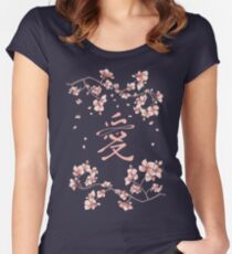 Zehn Meilen rosa Pfirsichblüten Tailliertes Rundhals-Shirt