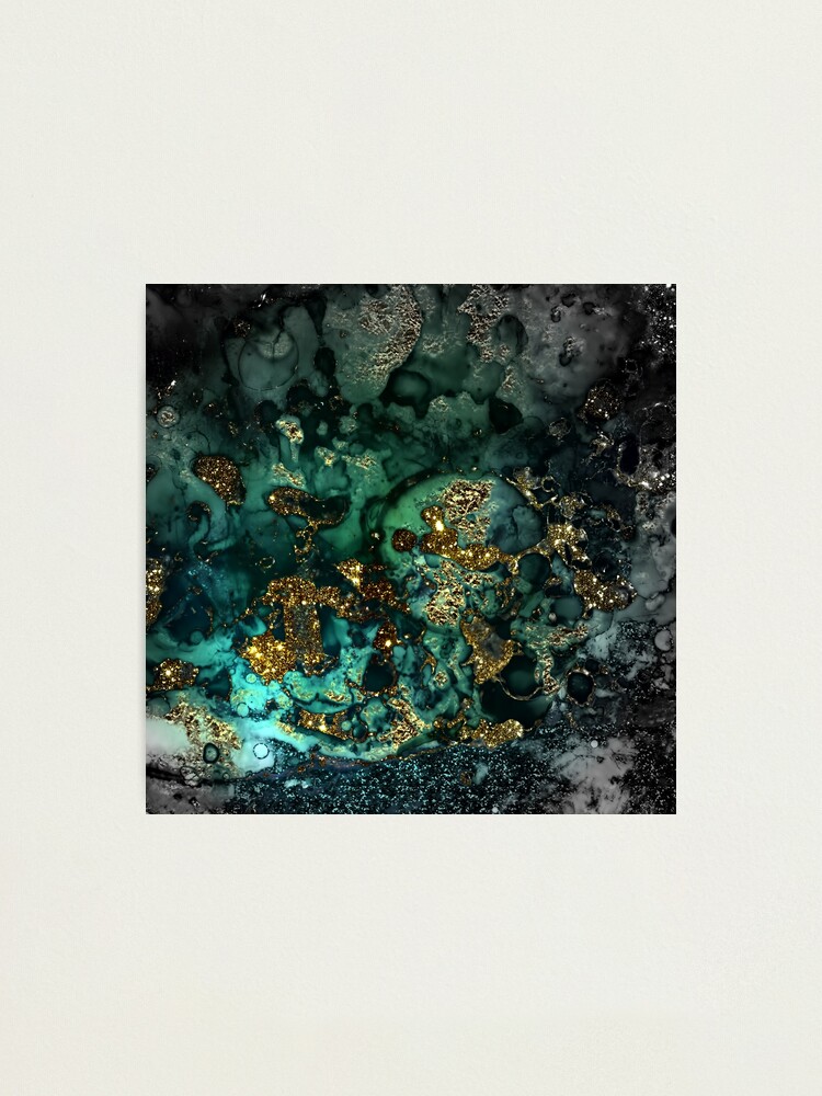 Alternate view of Gold Indigo Malachite Marble Photographic Print