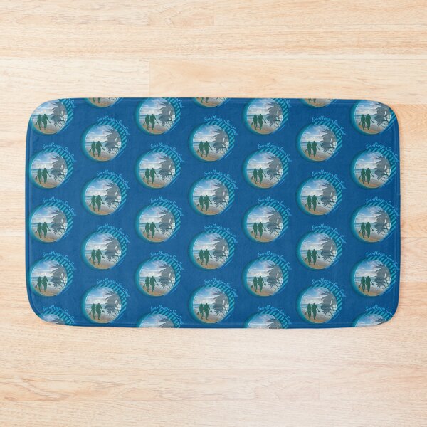 Item preview, Paradise Vacation, Illustration of beautiful beach with sunset and geometric shapes in blue colors. designed and sold by Malogue.