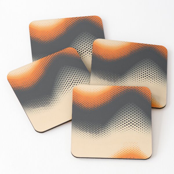 Item preview, Mountain Wave Frequency Pattern 3, vintage muted halftone color sine wave, so sinusoidal, orange, gray, beige, abstract math beauty. designed and sold by FoxRobinRabbit.