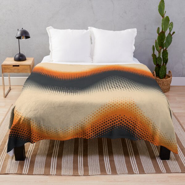 Item preview, Mountain Wave Frequency Pattern 3, vintage muted halftone color sine wave, so sinusoidal, orange, gray, beige, abstract math beauty. designed and sold by FoxRobinRabbit.