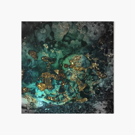 Gold Indigo Faux Malachite Marble Art Board Print