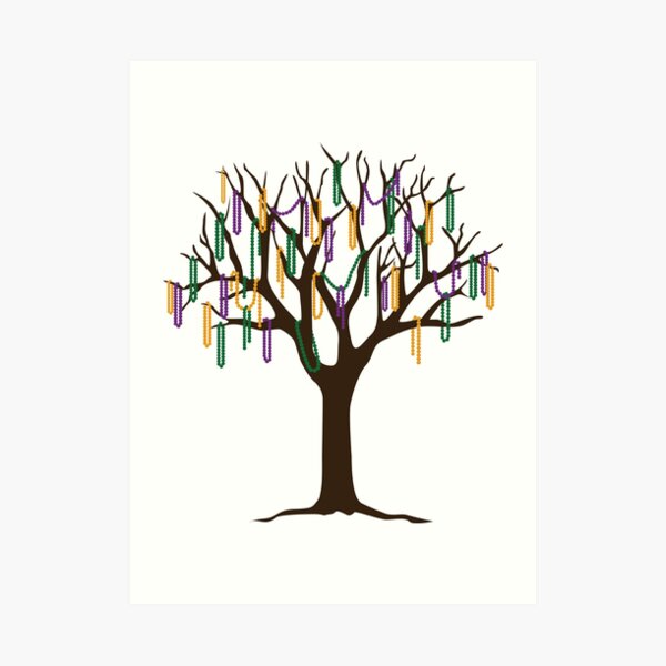 Tulane Mardi Gras Bead Tree Art Print
