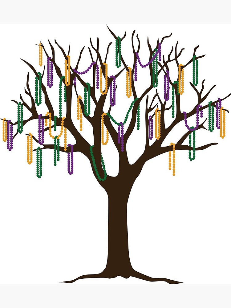 mardi gras bead tree print