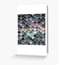 Silver and Metal Sparkle Faux Glitter Mermaid Scales Greeting Card