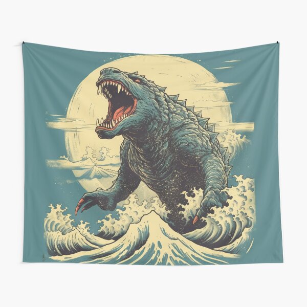 Item preview, Vintage Japanese Godzilla Great Wave designed and sold by fidhernathan.