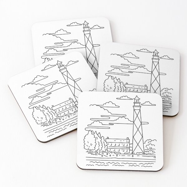 Item preview, Cape Lookout Lighthouse in Outer Banks North Carolina USA Mono Line Art designed and sold by patrimonio.