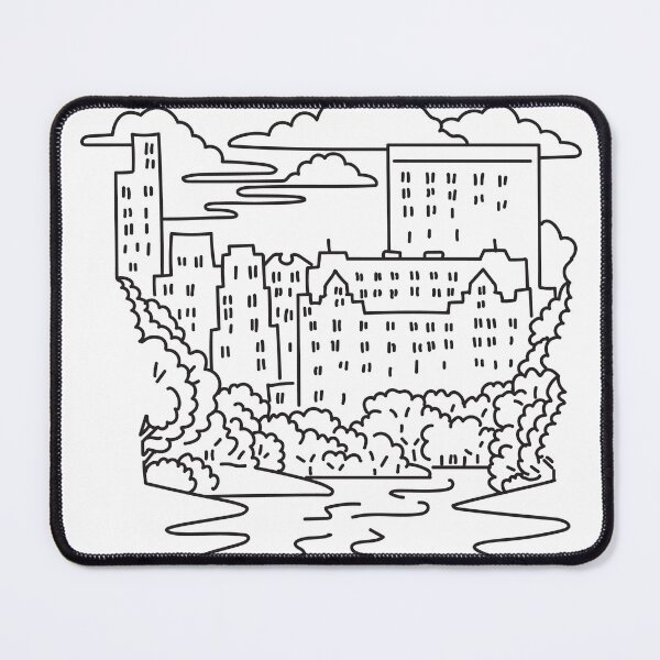 Item preview, Central Park with the Pond and Midtown Manhattan in New York City USA Mono Line Art designed and sold by patrimonio.
