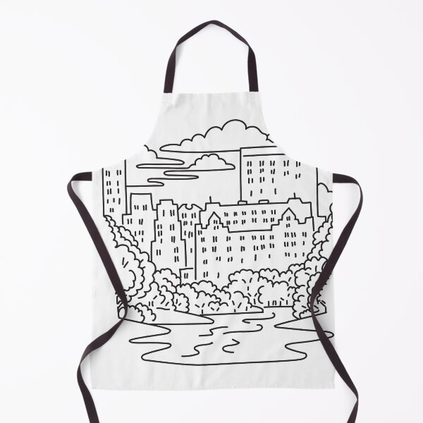 Item preview, Central Park with the Pond and Midtown Manhattan in New York City USA Mono Line Art designed and sold by patrimonio.