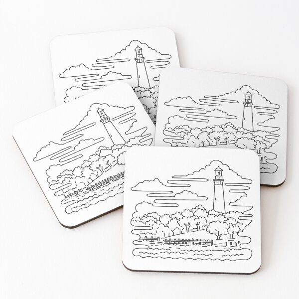 Item preview, Currituck Beach Lighthouse in Outer Banks North Carolina USA Mono Line Art designed and sold by patrimonio.