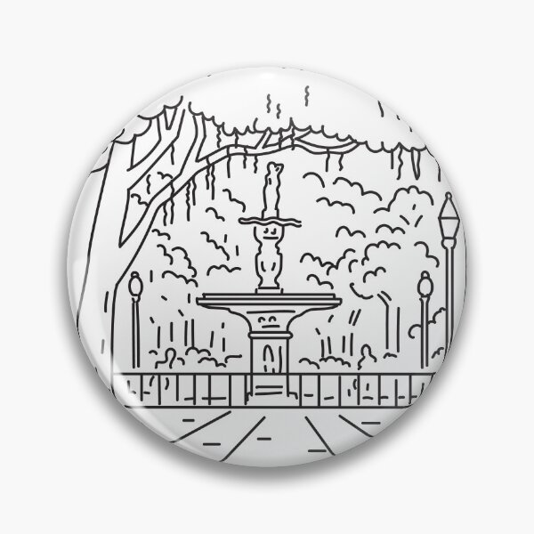 Item preview, Forsyth Park in the District of Savannah Georgia USA Mono Line Art designed and sold by patrimonio.