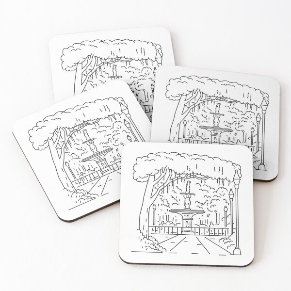 Item preview, Forsyth Park in the District of Savannah Georgia USA Mono Line Art designed and sold by patrimonio.