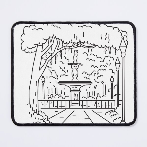 Item preview, Forsyth Park in the District of Savannah Georgia USA Mono Line Art designed and sold by patrimonio.