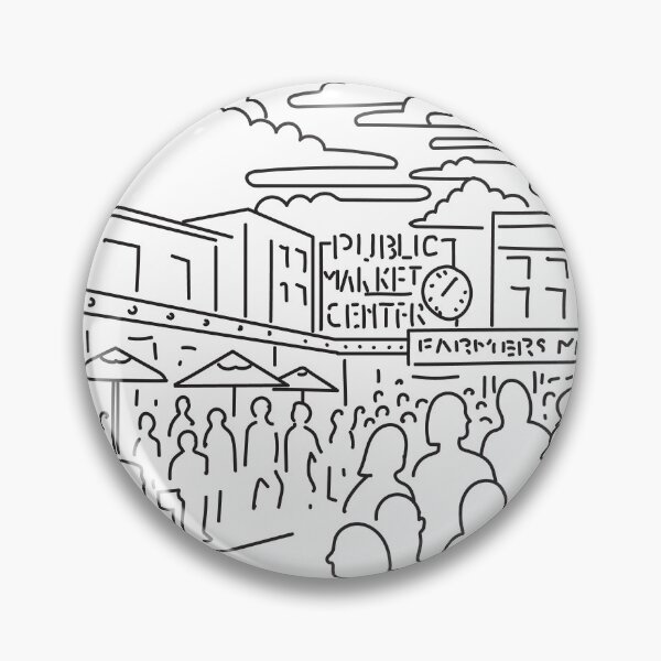Item preview, Pike Place Market in Downtown Seattle USA Mono Line Art designed and sold by patrimonio.