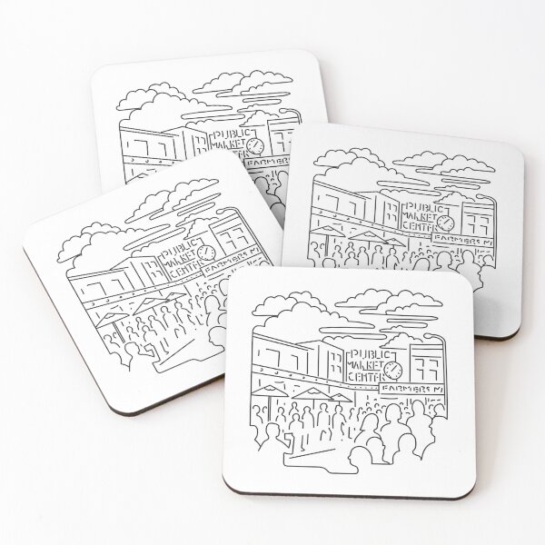 Item preview, Pike Place Market in Downtown Seattle USA Mono Line Art designed and sold by patrimonio.