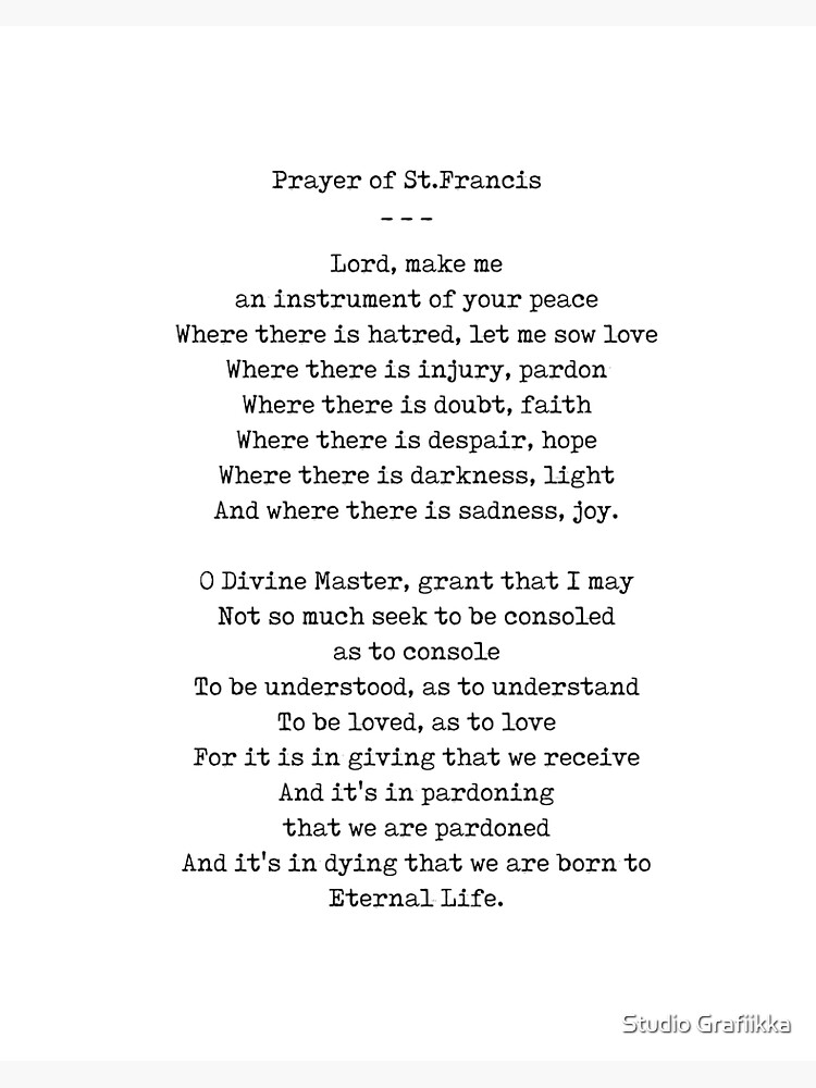 prayer-of-st-francis-an-instrument-of-your-peace-minimal-typewriter-print-motivational-poem-art-board-print-for-sale-by-shrijit-redbubble