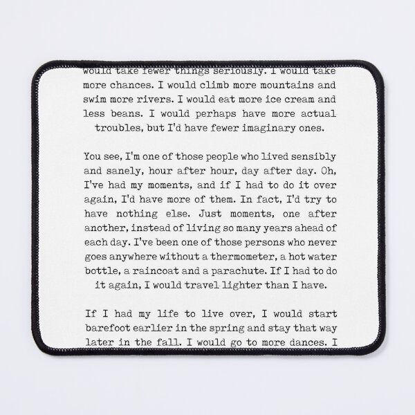 Item preview, If I had my life to live over poem - Nadine Stair - Motivational, Inspiring - Minimalist, Typewriter designed and sold by Studio Grafiikka.