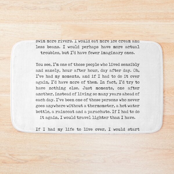 Item preview, If I had my life to live over poem - Nadine Stair - Motivational, Inspiring - Minimalist, Typewriter designed and sold by Studio Grafiikka.