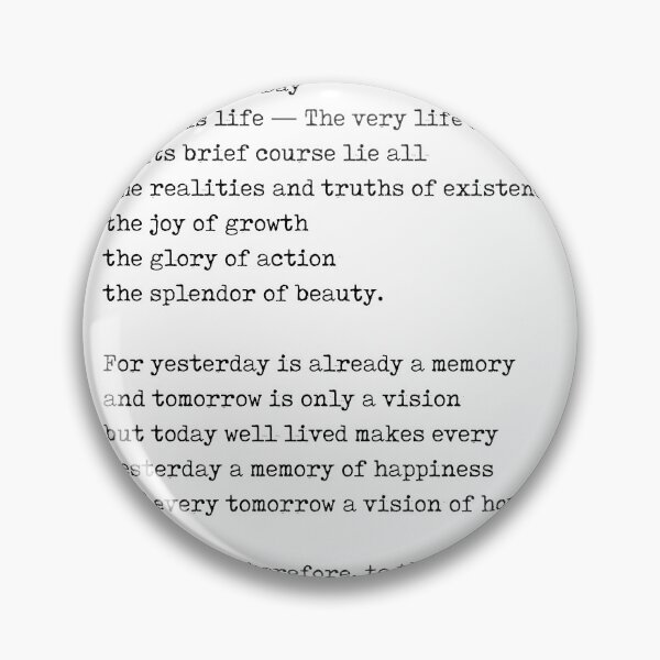 Artikelvorschau, Look to this day - Kalidasa, Sanskrit Poem - Typewriter, Minimalist - Inspiring, Motivational Quote entworfen und verkauft von Studio Grafiikka.