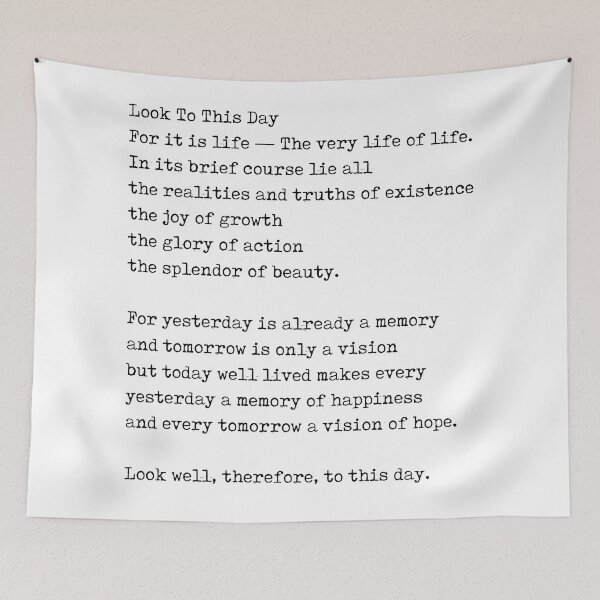 Artikelvorschau, Look to this day - Kalidasa, Sanskrit Poem - Typewriter, Minimalist - Inspiring, Motivational Quote entworfen und verkauft von Studio Grafiikka.