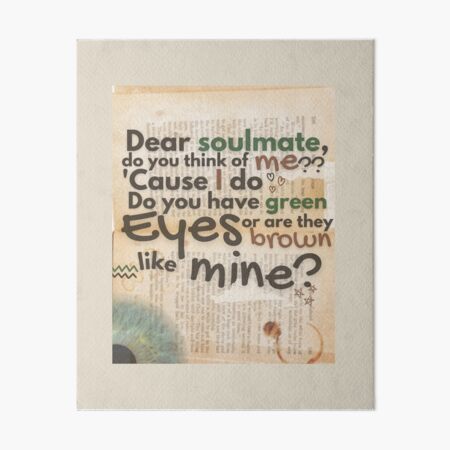 dear soulmate lyrics - laufey Art Board Print