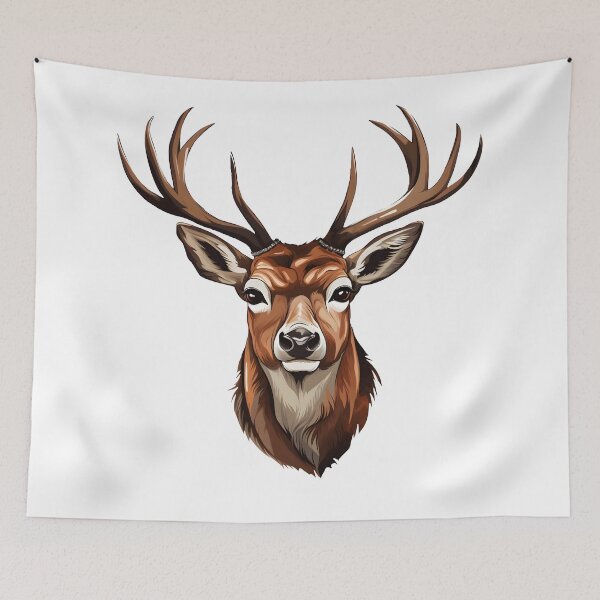 Item preview, Vibrant Majesty - Painted Deer Head Illustration designed and sold by aigcx.