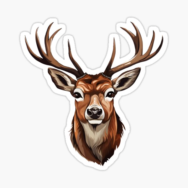 Item preview, Vibrant Majesty - Painted Deer Head Illustration designed and sold by aigcx.