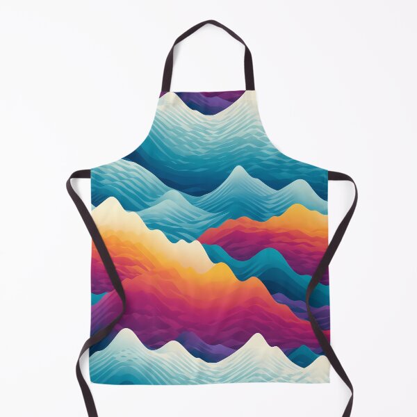 Item preview, Mountain Wave Frequency Pattern 7, arctic stylized illustrated waves, in early the morning, fragmented, warm sunrise, snow, blue, orange, white, abstract landscape beauty. designed and sold by FoxRobinRabbit.