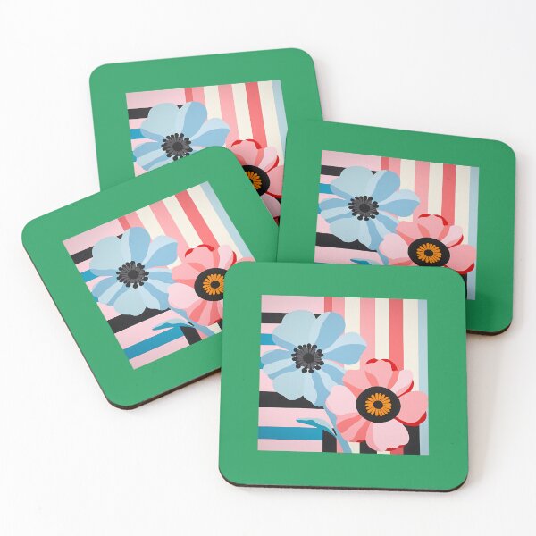 Item preview, Blooming Stripes Floral Harmony Bold Colors and Striped Canvases Unite in Artistic Composition   	 designed and sold by qbyblyogx65.
