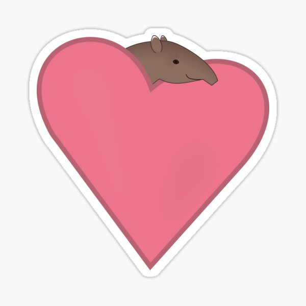 Vista previa del artículo con la obra «Lindo Tapir Centroamericano Tapirus bairdii Corazón Rosa», diseñado y vendido por ThatIsSomething.