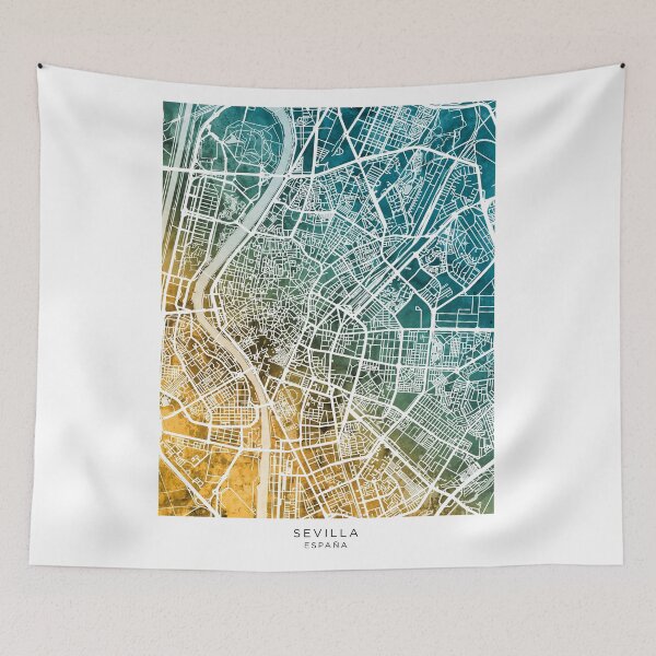 Artikelvorschau, Sevilla Spain City Map entworfen und verkauft von ArtPrints.