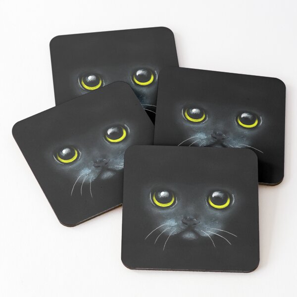 Item preview, Black cat acrylic painting designed and sold by Funsize-Art.