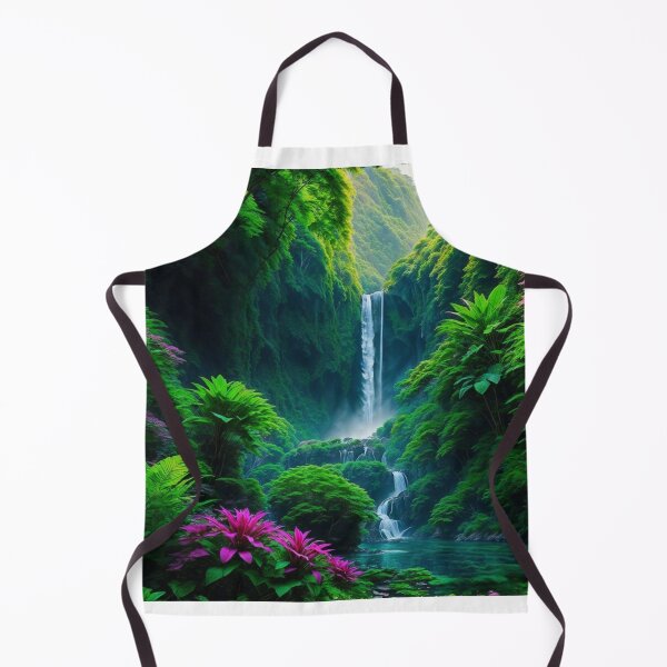 Item preview, A Breathtaking Summer Vista Showcasing A Cascading Waterfall Nestled Within A Verdant Tropical Jungle, Ai Generated Art designed and sold by AiGens.