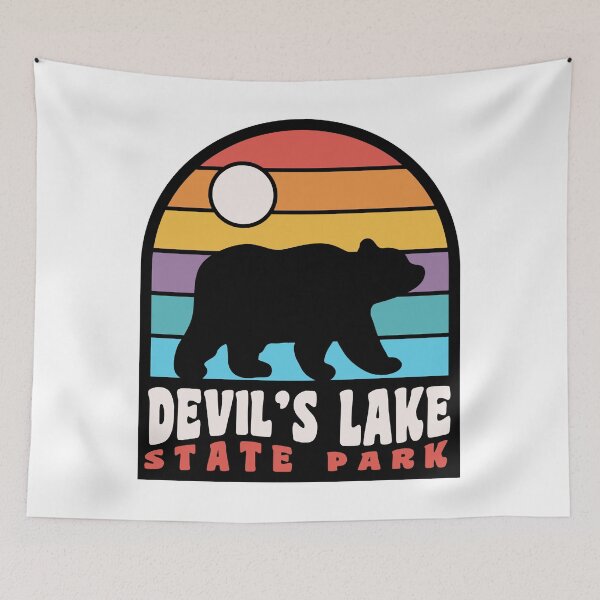 Item preview, Devils Lake State Park Wisconsin Retro Sunset Bear designed and sold by lipscomb-marlin.